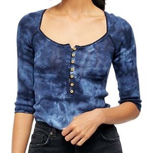 Free People Rory Tie-Dye Henley Top